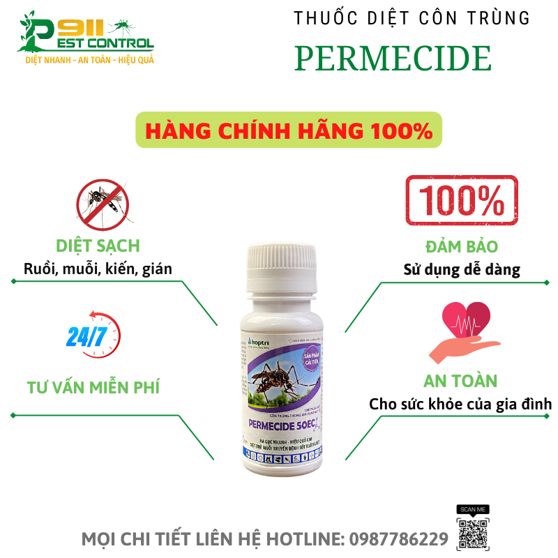 Thuốc diệt muỗi Permecide 50Ec - diệt nhanh ruồi, muỗi, kiến, gián chai 50ml