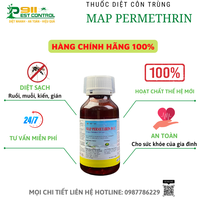 Thuốc diệt muỗi nhập khẩu Anh Quốc Map Permethrin 50EC - diệt muỗi, ruồi, kiến, gián chai 500ml