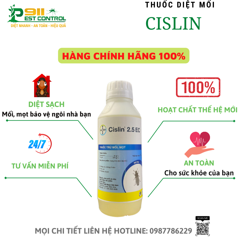 Thuốc diệt mọt, mối Cislin 2.5EC chai 1000ml