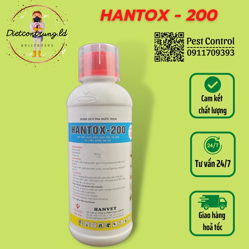 HANTOX - 200 /1000ml (chuyên trị bọ chó mèo, ve, rận)